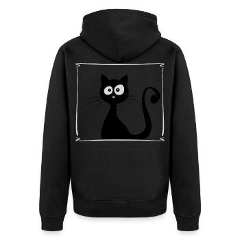 Cat in the window cute staring funny gift - Unisex Premium Organic Zip Hoodie - black - Back - Nico (187cm)