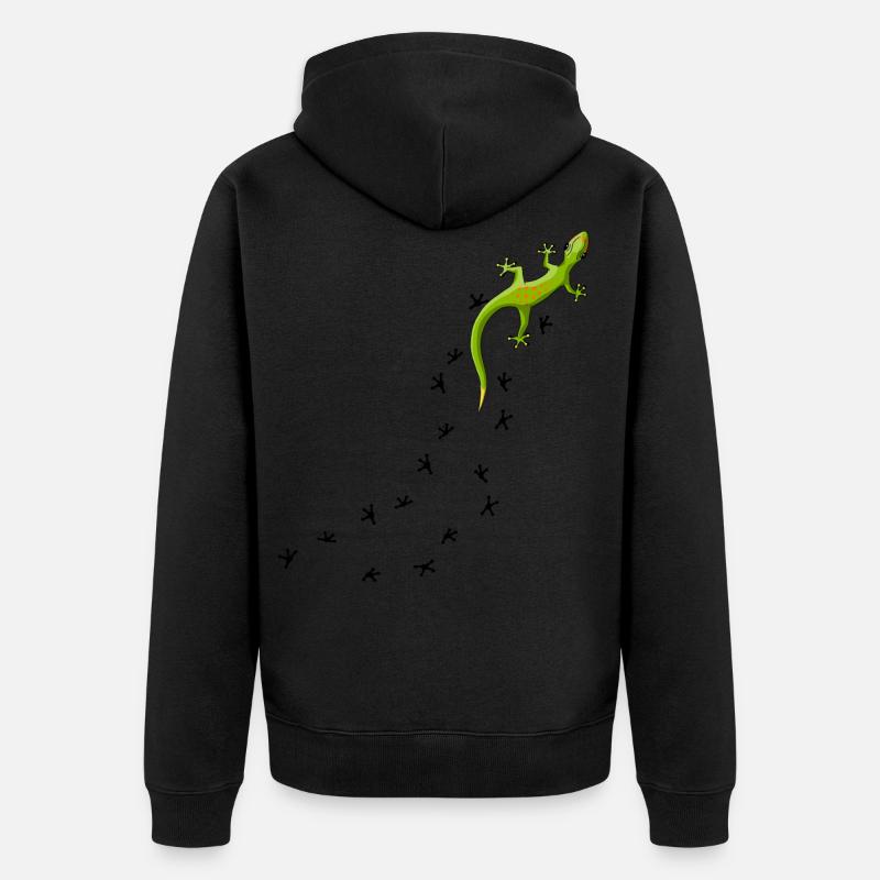 kletternder Gecko Echse Reptil cooles Geschenk - Unisex Premium Bio Zip Hoodie - Schwarz