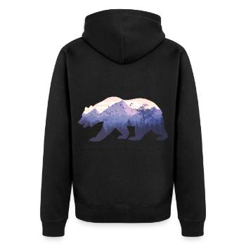 Bär Mountain Bear Zelt Abenteuer Wandern Geschenk - Unisex Premium Bio Zip Hoodie - Schwarz - Hinten - Nico (187cm)