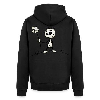 kleiner Frühling sommer Sonne Blume Kerl Geschenk - Unisex Premium Bio Zip Hoodie - Schwarz - Hinten - Nico (187cm)