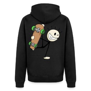 Skater skating Skateboard Tricks cooles Geschenk - Unisex Premium Bio Zip Hoodie - Schwarz - Hinten - Nico (187cm)