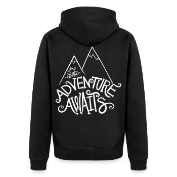 Mountains mountaineering hiking adventure gift - Unisex Premium Organic Zip Hoodie - black - Back - Nico (187cm)