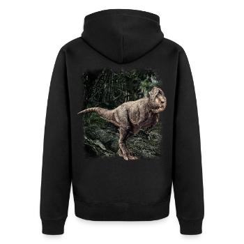 Dinosaur Dinoshirt - T-Rex Shirt - Unisex Premium Organic Zip Hoodie - black - Back - Nico (187cm)