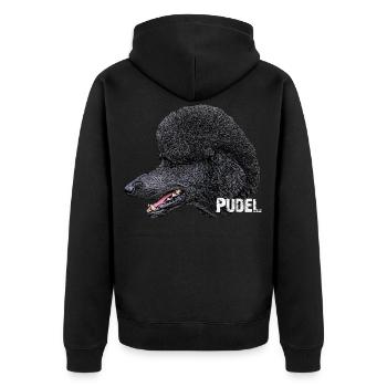 Caniche, chien, chien, tête de chien, race de chien, amants de chien - Veste à capuche bio Premium Unisexe - noir - Dos - Nico (187cm)