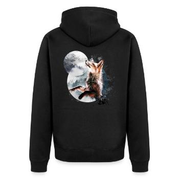 Le renard au clair de lune - Veste à capuche bio Premium Unisexe - noir - Dos - Nico (187cm)