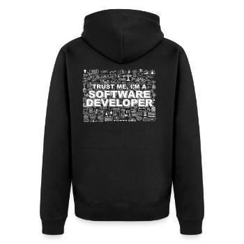 Croyez-moi, je suis un développeur de logiciels - Veste à capuche bio Premium Unisexe - noir - Dos - Nico (187cm)