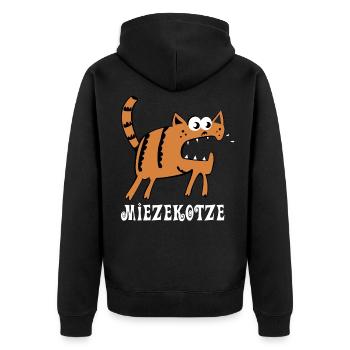 Miezekotze - Miezekatze Lustige Katze - Unisex Premium Bio Zip Hoodie - Schwarz - Hinten - Nico (187cm)