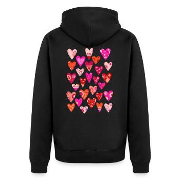 Hearts - Unisex Premium Organic Zip Hoodie - black - Back - Nico (187cm)
