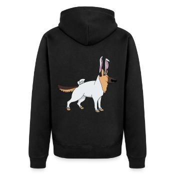 Berger allemand en costume de lapin de Pâques - Veste à capuche bio Premium Unisexe - noir - Dos - Nico (187cm)