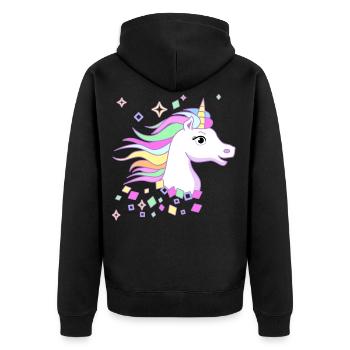 Douce Licorne avec des diamants, des étoiles et de beaux yeux - Veste à capuche bio Premium Unisexe - noir - Dos - Nico (187cm)