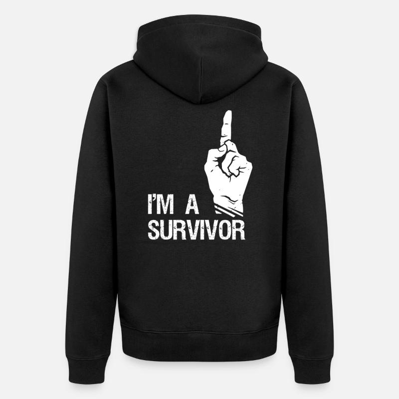DbD I'ma survivor white - Unisex Premium Organic Zip Hoodie - black