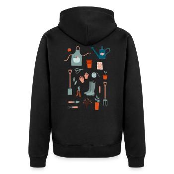 Gardening - Unisex Premium Organic Zip Hoodie - black - Back - Nico (187cm)