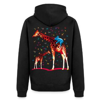 02 giraffe, koala, hummingbirds, butterflies - Unisex Premium Organic Zip Hoodie - black - Back - Nico (187cm)