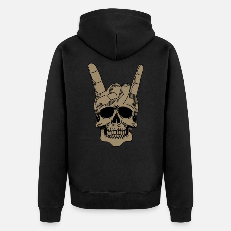 crâne de métaux lourds avec des cornes de diable - Veste à capuche bio Premium Unisexe - noir