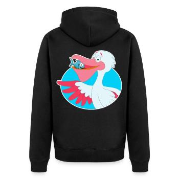 Cadeau de bande dessinée poisson oiseau pélican - Veste à capuche bio Premium Unisexe - noir - Dos - Nico (187cm)
