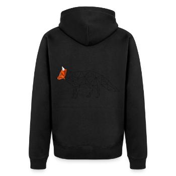 Fuchs geometrisch low poly bunter Kopf 3D Geschenk - Unisex Premium Bio Zip Hoodie - Schwarz - Hinten - Nico (187cm)