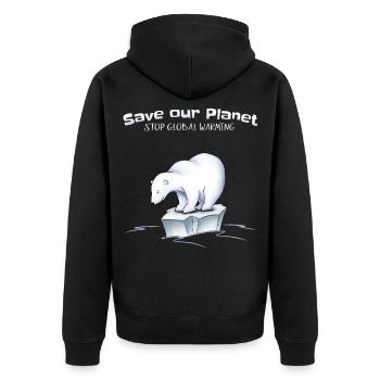 Ours polaire Sauvez notre planète arrête le réchauffement climatique - Veste à capuche bio Premium Unisexe - noir - Dos - Nico (187cm)