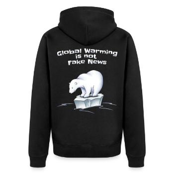 Polar bear climate change is not a hoax eco - Unisex Premium Organic Zip Hoodie - black - Back - Nico (187cm)
