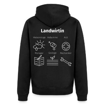 Landwirtin - Bäuerin Bauernhof Landwirte Kühe - Unisex Premium Bio Zip Hoodie - Schwarz - Hinten - Nico (187cm)