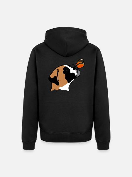 Boxer with butterfly - Unisex Premium Organic Zip Hoodie - black