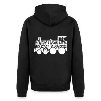 Denglisch - Unisex Premium Bio Zip Hoodie - Schwarz - Hinten - Nico (187cm)