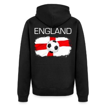 England Fußball Fan Flagge Geschenk - Unisex Premium Bio Zip Hoodie - Schwarz - Hinten - Nico (187cm)