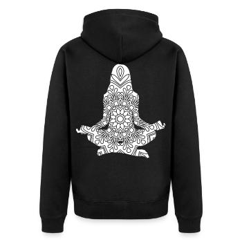 Idée de cadeau de cadeau de yoga - Veste à capuche bio Premium Unisexe - noir - Dos - Nico (187cm)