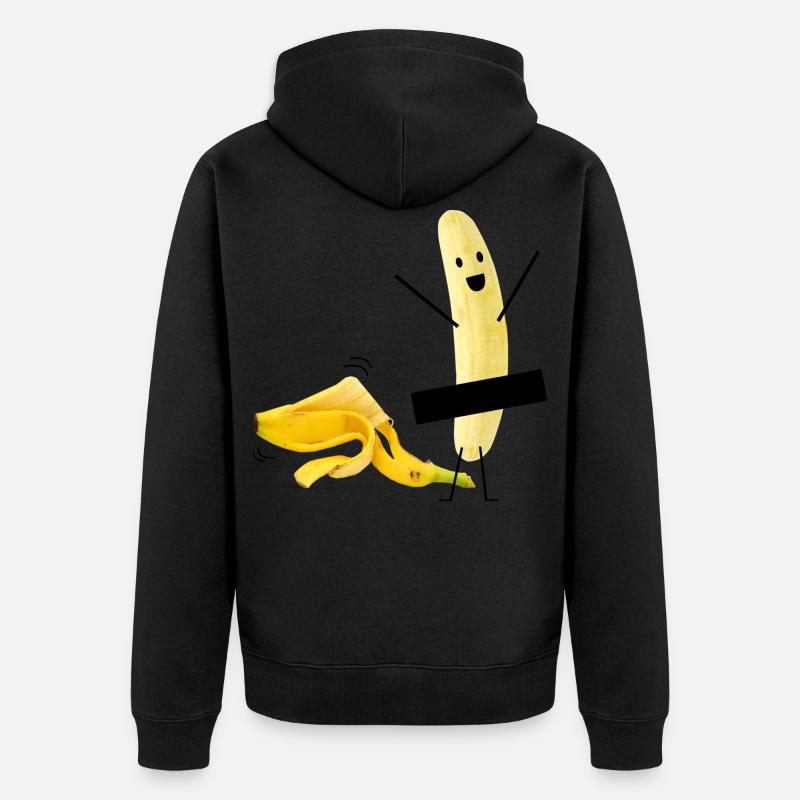 Lustige Banane nackt Striptease Geschenkidee - Unisex Premium Bio Zip Hoodie - Schwarz