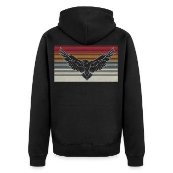 Adler Falke Vogel Tier Vintage fliegen Geschenk - Unisex Premium Bio Zip Hoodie - Schwarz - Hinten - Nico (187cm)