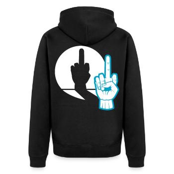 Cadeau de provocation au doigt du milieu - Veste à capuche bio Premium Unisexe - noir - Dos - Nico (187cm)