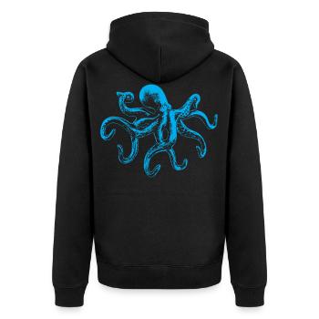 Oktopus Tintenfisch Krake Meerestier Geschenk - Unisex Premium Bio Zip Hoodie - Schwarz - Hinten - Nico (187cm)
