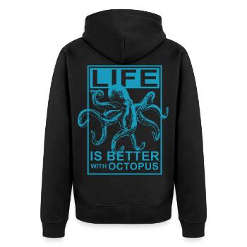 Oktopus Tintenfisch Krake Meerestier Geschenk - Unisex Premium Bio Zip Hoodie - Schwarz - Hinten - Nico (187cm)