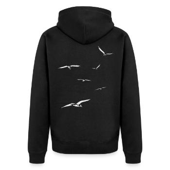 Möwen im FLug Meer Strand Urlaub Geschenk - Unisex Premium Bio Zip Hoodie - Schwarz - Hinten - Nico (187cm)
