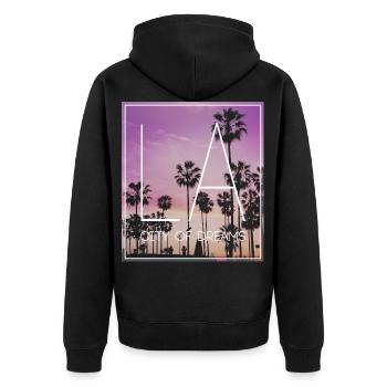 Los Angeles Californie Amérique USA Cadeau - Veste à capuche bio Premium Unisexe - noir - Dos - Nico (187cm)