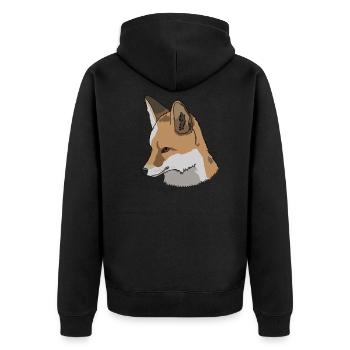 Fuchs, Zeichnung, Geschenkidee - Unisex Premium Bio Zip Hoodie - Schwarz - Hinten - Nico (187cm)