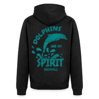 Dolphin dolphin marine animal sea gift - Unisex Premium Organic Zip Hoodie - black - Back - Nico (187cm)