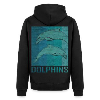 Dolphin dolphin marine animal sea gift - Unisex Premium Organic Zip Hoodie - black - Back - Nico (187cm)