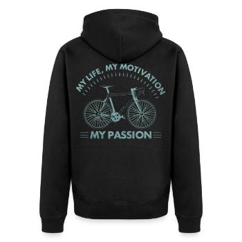 Bicycle cyclist cycling bike wheel gift - Unisex Premium Organic Zip Hoodie - black - Back - Nico (187cm)