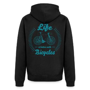 Bicycle cyclist cycling bike wheel gift - Unisex Premium Organic Zip Hoodie - black - Back - Nico (187cm)