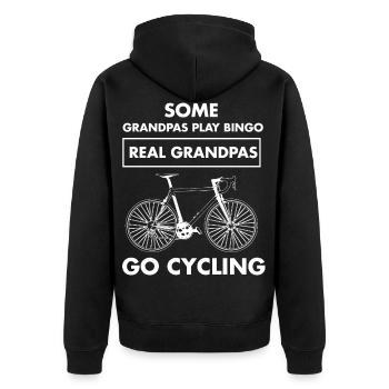Fahrrad Opa Radfahrer Fahrradfahren Bike Geschenk - Unisex Premium Bio Zip Hoodie - Schwarz - Hinten - Nico (187cm)