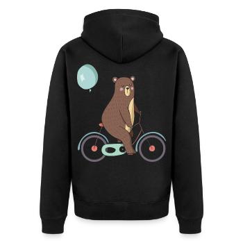 Ours sur un vélo - Veste à capuche bio Premium Unisexe - noir - Dos - Nico (187cm)