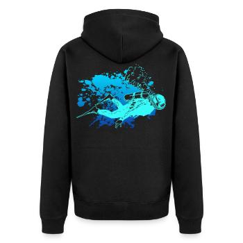 Diver - Unisex Premium Organic Zip Hoodie - black - Back - Nico (187cm)