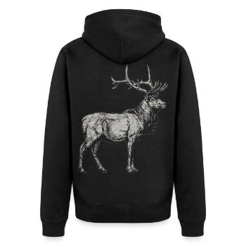 Hirsch Reh Elch Geweih Tier Waldtier Geschenk - Unisex Premium Bio Zip Hoodie - Schwarz - Hinten - Nico (187cm)