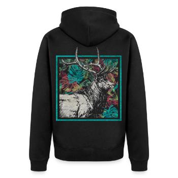 Cerf, cerf, élan, bois, animal, forêt, animal, forêt, cadeau - Veste à capuche bio Premium Unisexe - noir - Dos - Nico (187cm)