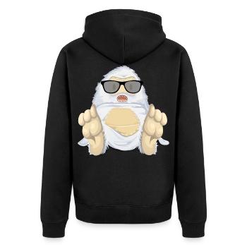 Yeti Schneemensch Bigfoot T-Shirt Geschenkidee - Unisex Premium Bio Zip Hoodie - Schwarz - Hinten - Nico (187cm)