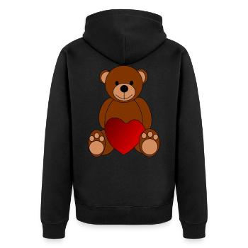 Teddy Bär Herz Bärchen Valentinstag Geschenk Liebe - Unisex Premium Bio Zip Hoodie - Schwarz - Hinten - Nico (187cm)
