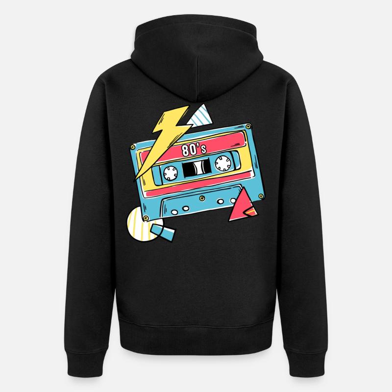 Cassette Music 80s Gift Pop Style Gift Idea - Felpa con cappuccio ecologica premium unisex - nero