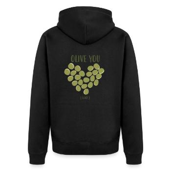 Olive Herz Liebe Pflanze Geschenkidee Olivenbaum - Unisex Premium Bio Zip Hoodie - Schwarz - Hinten - Nico (187cm)