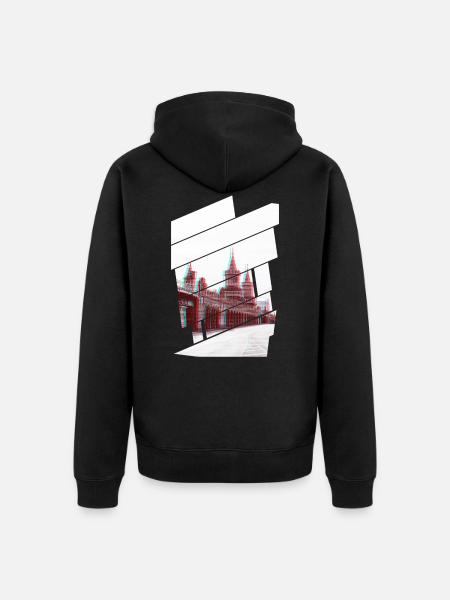 Berlin Oberbaumbrücke Glitch - Unisex Premium Organic Zip Hoodie - black