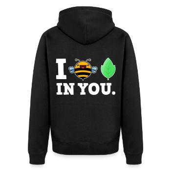 Lustige Witzige Sprüche Biene - Unisex Premium Bio Zip Hoodie - Schwarz - Hinten - Nico (187cm)